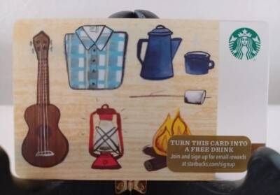 STARBUCKS CARD 2015 ''CAMPING'' CUTE CARD~ GREAT PRICE  NO VALUE~BRAND NEW 