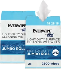 Everwipe by  Light-Duty Surface Cleaning Wet Wipe Jumbo Rolls White W12, Cleans