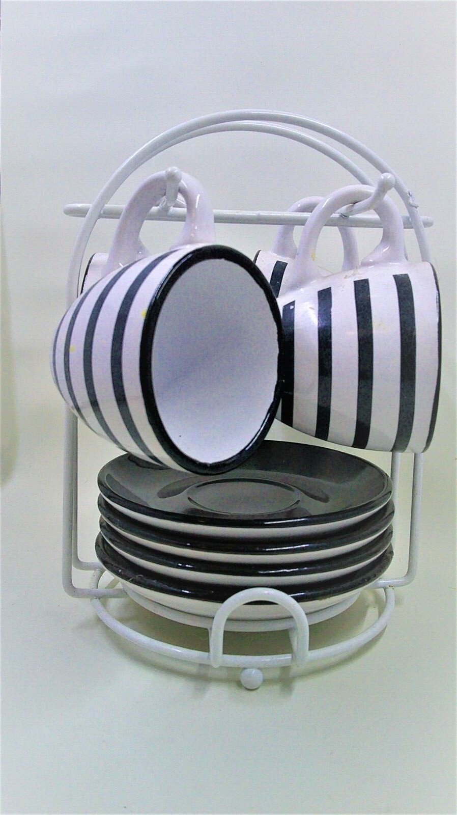 HappiCup Coffee Mug Espresso Set with Chrome Rack 4 Pieces 4 cups 4