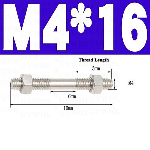 M3-M20 Double End Threaded Stud Bar Rod Bolts Screws With Hex Nuts A2 Stainless - Picture 23 of 254