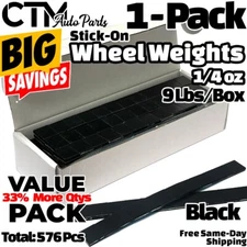 1-Box 1/4oz Black Balance Wheel Weights Stick-on Adhesive Tape Lead-Free 9 lbs