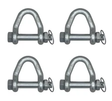 (4 Pack) Web Sling Shackle - 2" w/ Quick Pin, 8,000 lbs WLL, White Blue Zinc,...