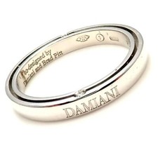 Raro! Anello a fascia autentico Damiani Brad Pitt platino 4 diamanti 3 mm misura 8,25