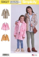 Simplicity S9027 Girls' Single Button Car Coat in 2 Lengths Sz 3-6 UNCUT Pattern