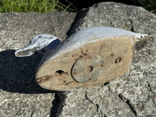 Señuelo de pato de madera vintage con cabeza giratoria, sólido, hecho a mano 13 1/4" L x 7" H x 5 3/4" W - Imagen 7 de 12