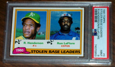 1981 Stolen Base Leaders (Rickey Henderson) #4 Topps PSA 9 Oakland Athletics