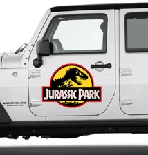 Jurassic Park Yellow Back CLING! 2 water/UV proof Removal decals for your Car