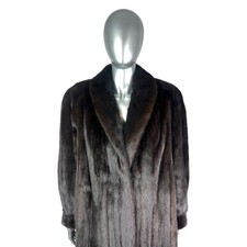 Dark Mahogany MINK Coat, Female Pelts, Sz L, Certified Vintage Fur w/ Bag
