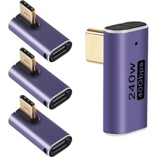 4pcs USB C Male to Female Adapter 90 Degree Right Angle 240W 40Gbps