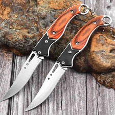 2PCS Portable Folding pocket knife Spring open survival hunting tactical knife