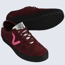 NEW VANS BURGUNDY BROWN SPORT LOW SNEAKERS UNISEX GENUINE SUEDE LEATHER SZ W 8