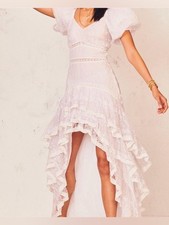 Loveshackfancy Cayden White High Low Ruffle Maxi Dress Size 00