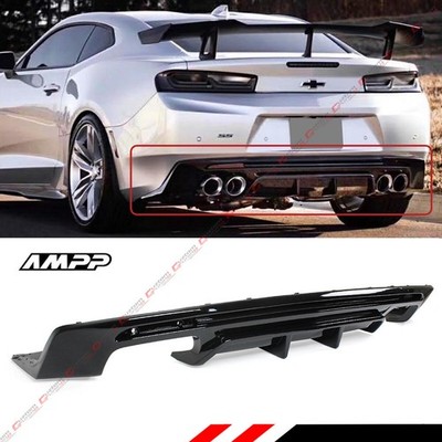 For 16-2024 Chevy Camaro Gloss Black Shark Fin Rear Bumper Diffuser Replacement