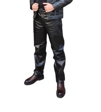 Men's Motorbike Cowhide Leather Pant 5 Pockets Black Leather Pant