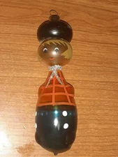 Vintage De Carlini Blown Glass German? Blonde Hair Boy Christmas Ornament