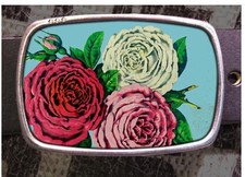 Vintage Rose Rosebud Belt Buckle