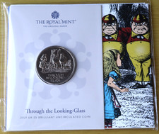 UK 2021 Alice Through The Looking Glass BU £5 Coin In Sealed Pack
