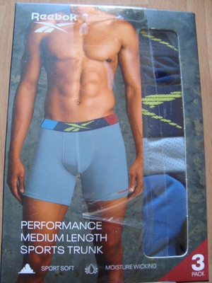 3er Pack Reebok Performance Herren Sports Trunk Medium Length Boxershorts Gr. L