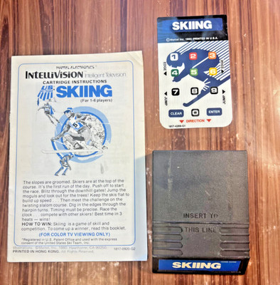 Skiing Intellivision 1979 Video Game Cartridge Instructions Overlays Vintage