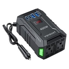 400W Car Power Inverter DC 12V to 110V AC Inverter with PD 30W/15W USB Black