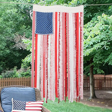 4Th of July Decorations - Vintage American Flag 4 X 2.3 Ft Rustic Rag Ribbon Fla
