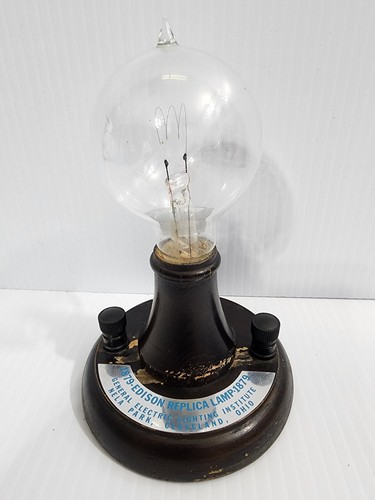 VTG REPLICA 1879 Edison Lamp General Electric Lighting Institute Clevelqnd OH