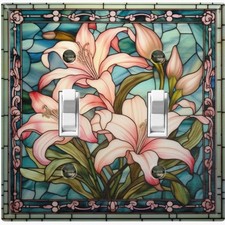 Metal Light Switch Outlet Cover Decorative Wall Plate Pink Lily Flowers EGS109