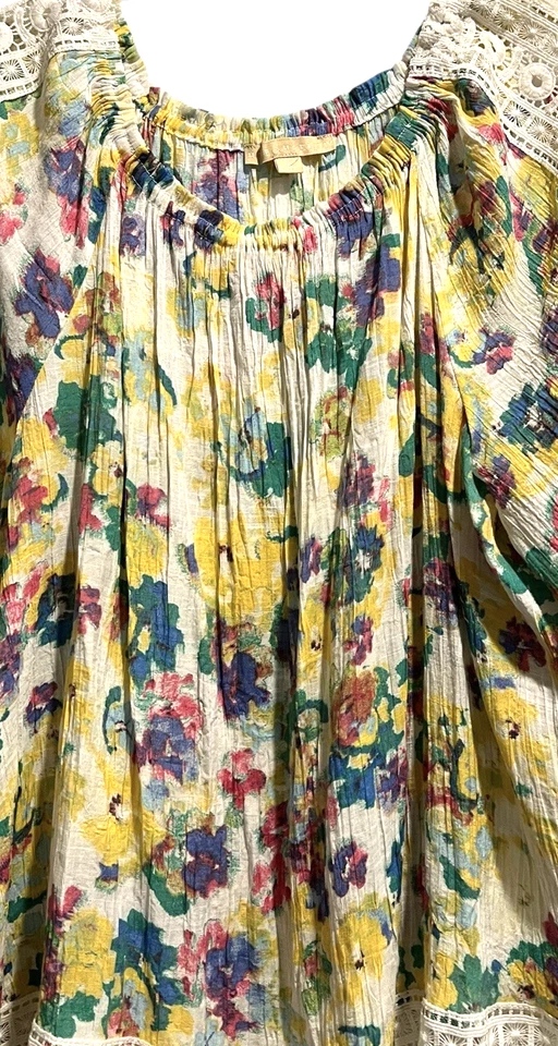 Top campesino Hope & Harlow para mujer talla 2X floral encaje boho manga abullonada 3/4 artístico Foto 4 de 4
