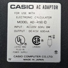 Genuine OEM Casio Calculator Power Supply AC Adapter Charger AD-4150 DC 6V 300mA