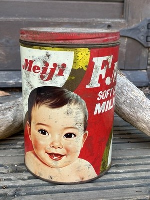 Vintage Meiji Soft Quark Milchdose Japanische Babynahrung Werbung Kanister