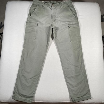 Marine Layer Breyer Utility Pants Mens 34x32 Green Cargo Relaxed Fit Canvas