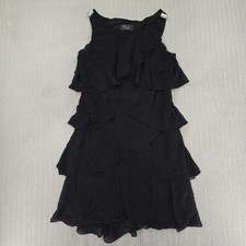 Dressbarn Dress Womens 12 Black Tiered Ruffle Chiffon Sleeveless Party Cocktail