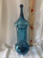 Vintage Empoli Italian Blue Apothecary Candy Jar Circus Tent Dish 7”