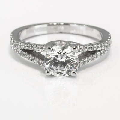 Wedding 18K White Gold Round Cut Diamond Engagement Ring 1.42 CT D/SI1