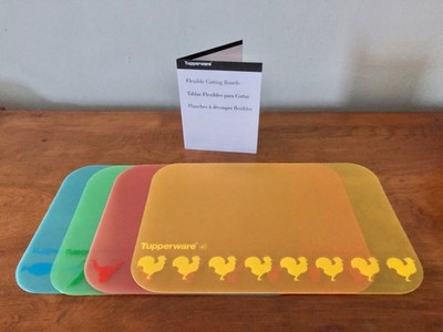 TUPPERWARE FLEXIBLE CUTTING BOARDS SET (4)*NEW IN ORIGINAL PACKAGE WITH BOOKLET*