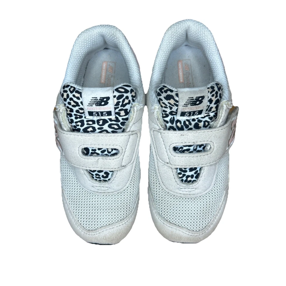 New Balance 515 Little Girls 10 运动鞋低帮钩环粉色猎豹鞋 — 第 3/4 张图片
