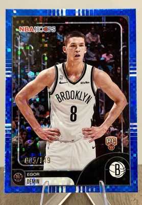 2025-26 Topps NBA Hoops Egor Demin Blue Pixel Burst /149 RC Nets Rookie SN #d