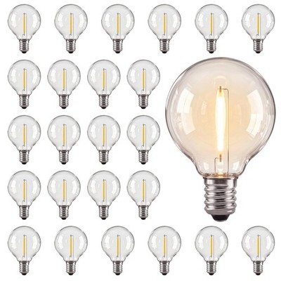 25 Pack G40 Bulbs, E12 Base, 2700K Warm White Round Bulb, Shatterproof Waterp...