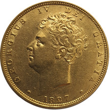 1827 George IIII Bare Head Gold Full Sovereign
