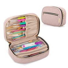 Crochet Hook Case, Travel Organizer Bag for Crochet Hooks, Aluminum Dusty Rose