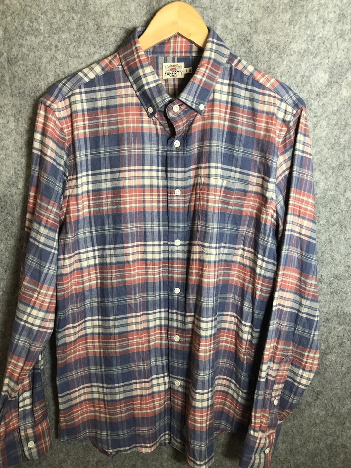 Camisa Faherty Para Hombres Mediana A Cuadros Todos los Tiempos Franela Elastizada Senderismo Camping Clásica Foto 3 de 4