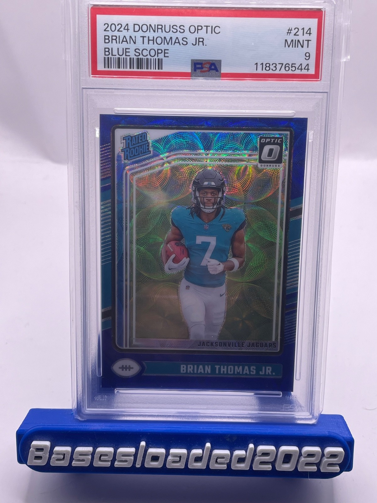 2024 Donruss Optic Brian Thomas Jr. Blue Scope Rated Rookie #214 Jaguars PSA 9