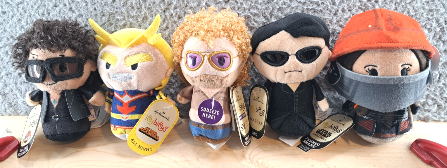 LOT OF 5 Hallmark Itty Bittys Star Wars Jurassic Park Matrix Neo Gene SNL 50 NWT
