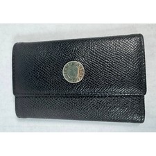 Bvlgari Bulgari Black Leather 6 Key Holder Case Italy Authentic