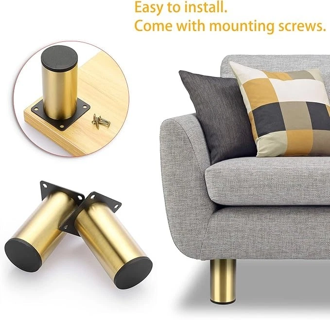 4 PIEZAS 4 pulgadas de acero inoxidable para muebles patas de metal gabinete escritorio sofá patas Foto 4 de 4