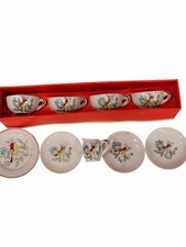 Vintage 9 Piece Of Miniature Toy Porcelain China Tea Set Mid Century Birds