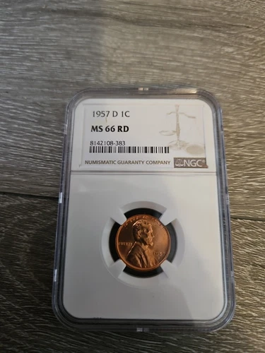 1957-D Lincoln Wheat Cent - NGC GRADED MS66 RD - 1c