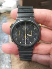 Vintage 1984 Seiko 7A38-704b Giugiaro Chronograph Black Watch Nice!!