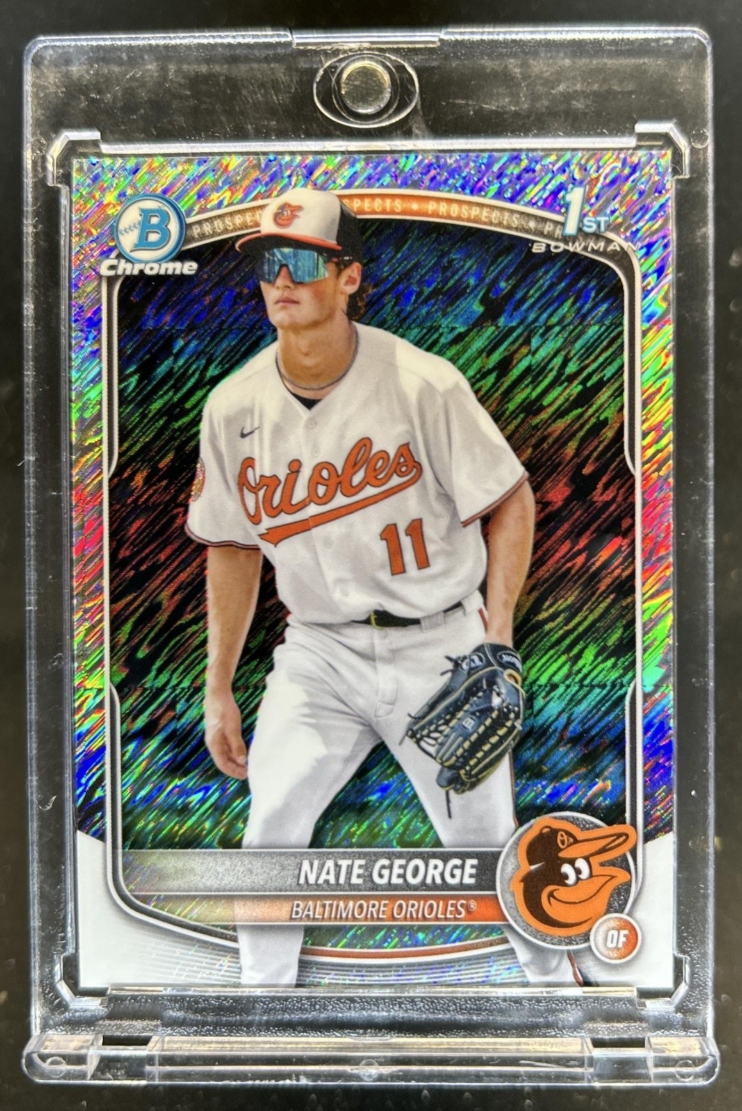 2025 Bowman Chrome Nate George Shimmer Refractor 1st Prospect #BCP-184 Orioles