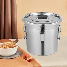 12L Stainless Steel Canister Airtight Rice Bucket Food Storage Container w/ Lid
